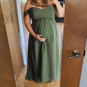 Olive Chiffon Kennedy Convertible Maternity Bridesmaids dress